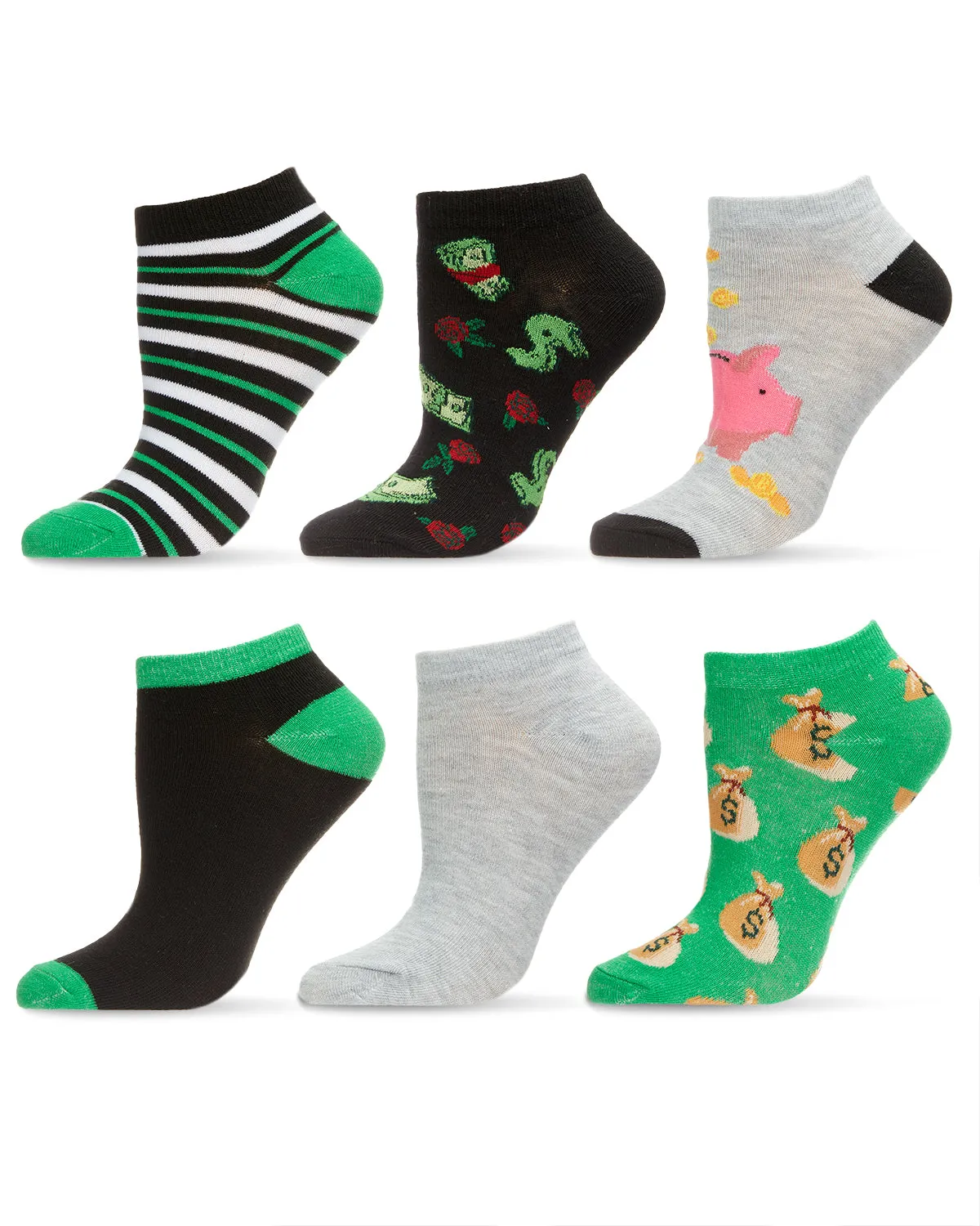 Women's 6 Pair Pack Money Talks Low Cut Socks sold by MeMoi