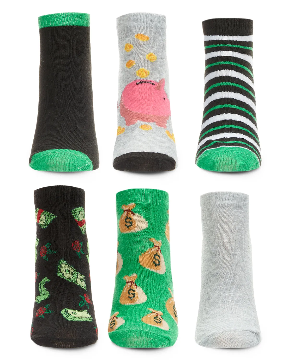 Women's 6 Pair Pack Money Talks Low Cut Socks sold by MeMoi product image thumbnail 2