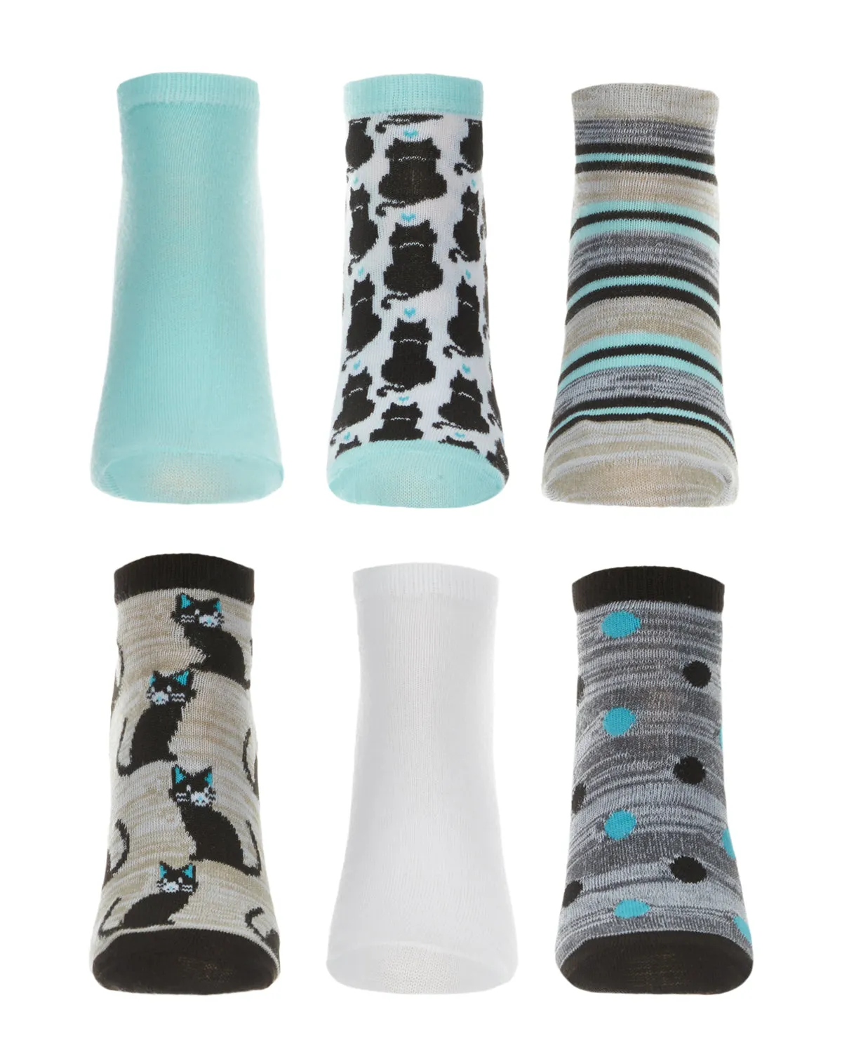 Women's 6 Pair Pack Feline Fine Cat Theme Low Cut Socks sold by MeMoi product image thumbnail 2
