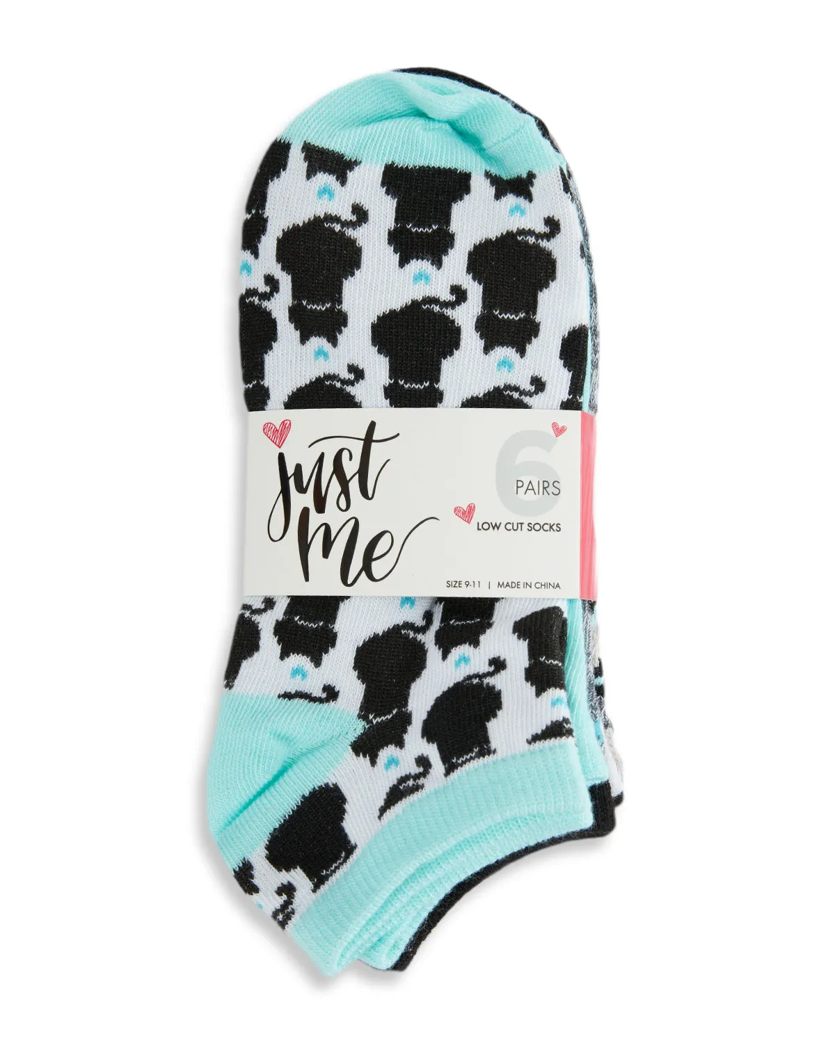 Women's 6 Pair Pack Feline Fine Cat Theme Low Cut Socks sold by MeMoi product image thumbnail 3