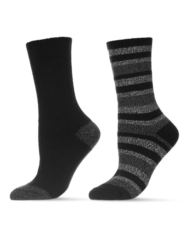 Women's 2 Pair Pack Multi Stripes Buttersoft Crew Socks sold by MeMoi