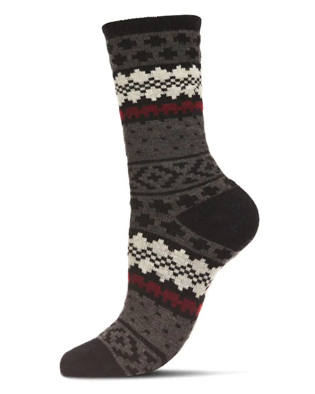 Women's Winter Fair Isle Cashmere Blend Crew Socks sold by MeMoi