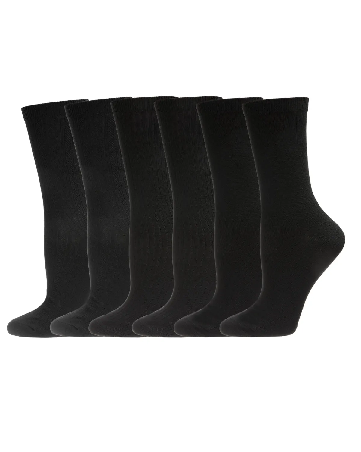 Women's 6 Pair Pack Basic Rib/Flat Knit/Cable Crew Socks sold by MeMoi product image thumbnail 4