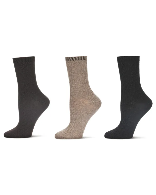 Women's 6 Pair Pack Basic Rib/Flat Knit/Cable Crew Socks sold by MeMoi
