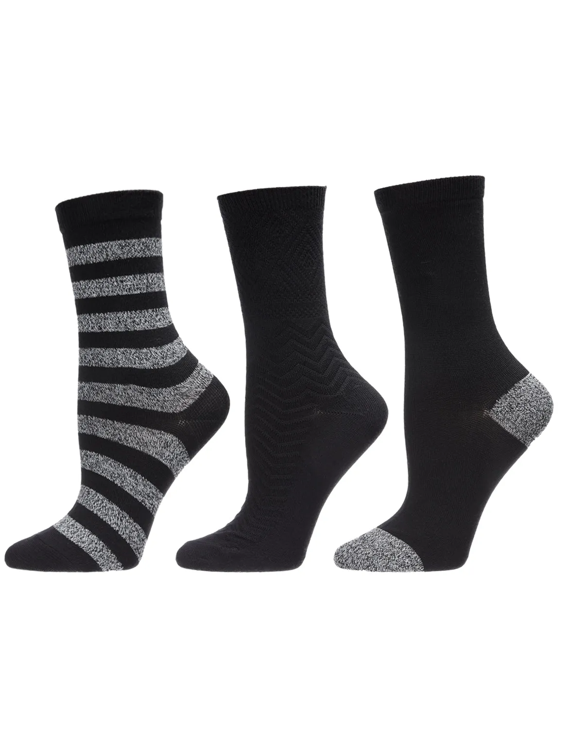 Women's 3 Pair Pack Marled Stripe Buttersoft Crew Socks sold by MeMoi product image thumbnail 2