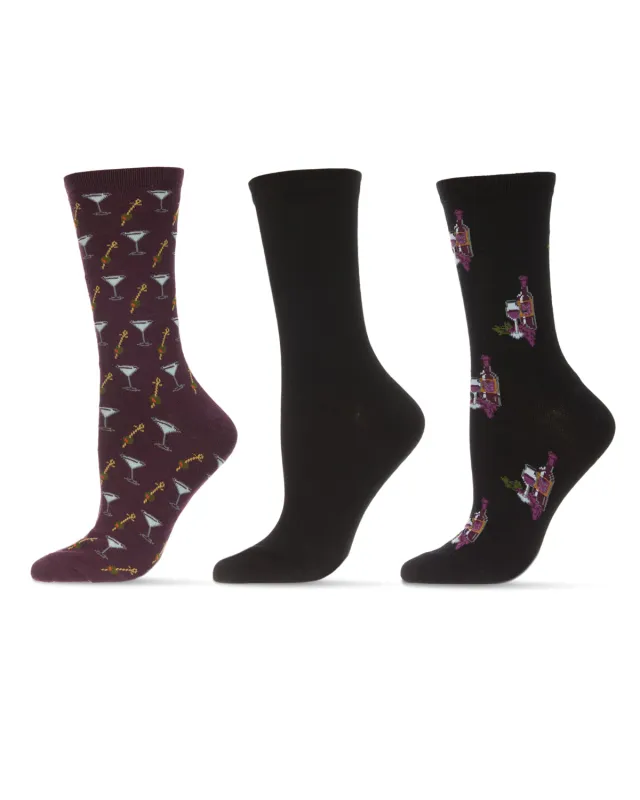 Fine Wine Bamboo Blend Crew 3 Pair Pack made by MeMoi