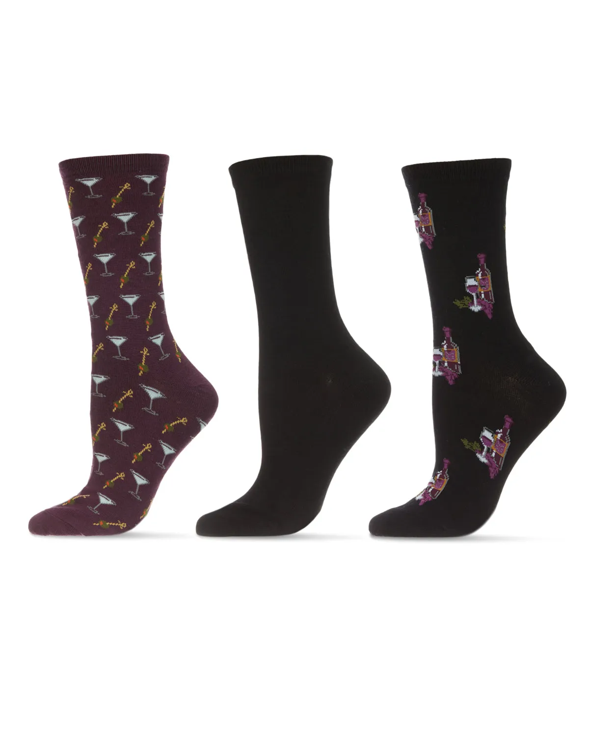Fine Wine Bamboo Blend Crew 3 Pair Pack sold by MeMoi