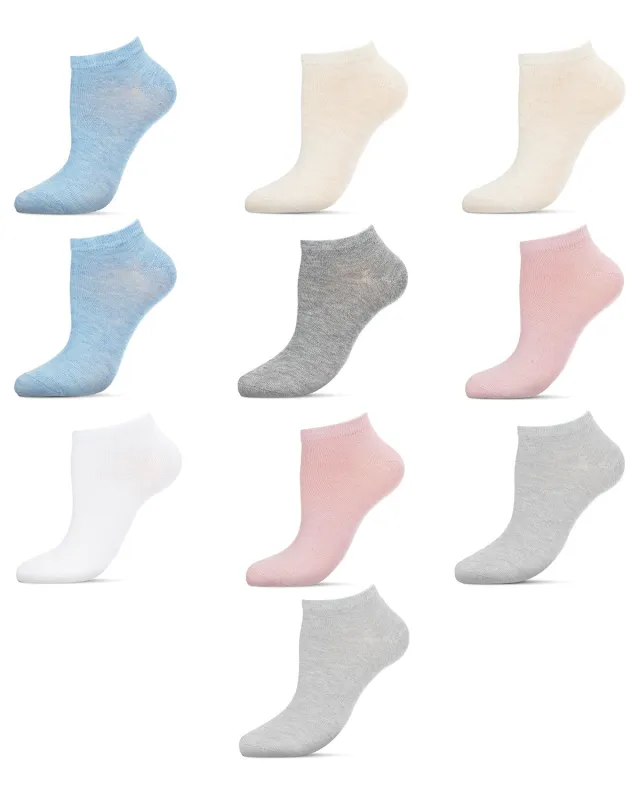 Women's 10 Pair Pack Heathered Pastel Low Cut Socks sold by MeMoi