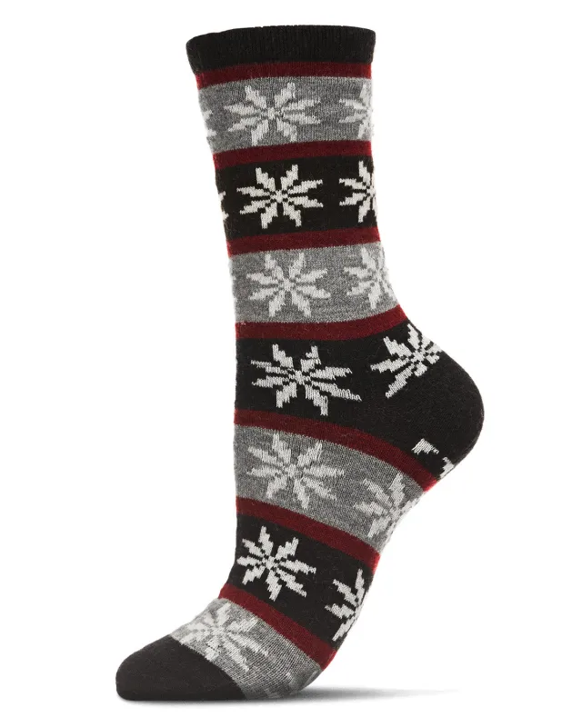 Women's Soft Snowflake Fair Isle Cashmere Blend Crew Socks sold by MeMoi