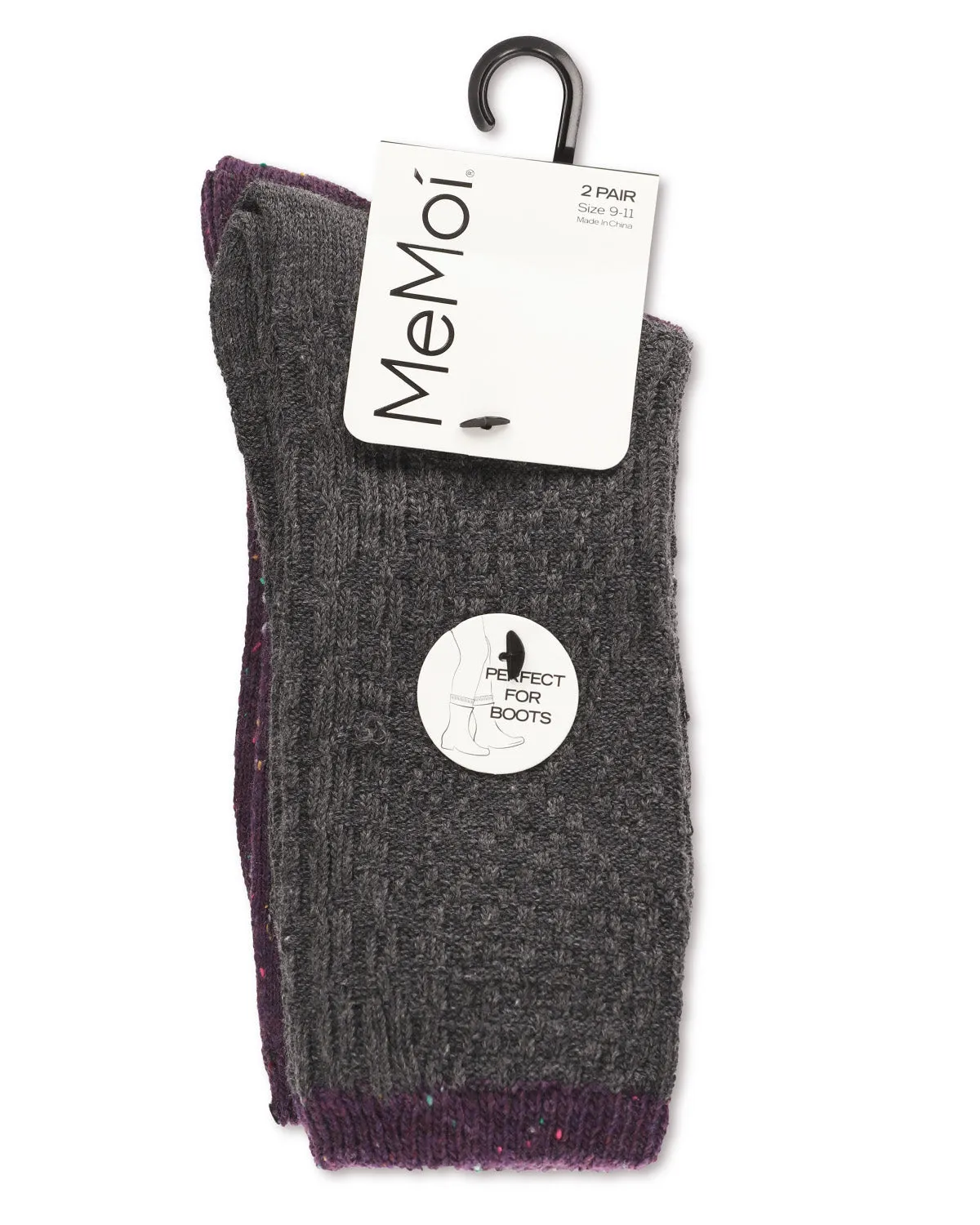 Speckled Colorblock Cotton Blend Crew Sock 2 Pair Pack sold by MeMoi product image thumbnail 3