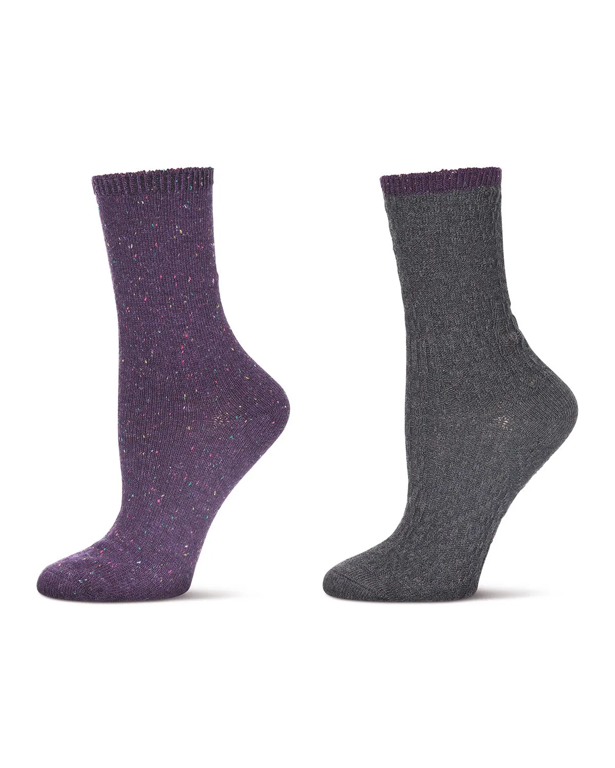 Speckled Colorblock Cotton Blend Crew Sock 2 Pair Pack sold by MeMoi product image thumbnail 2