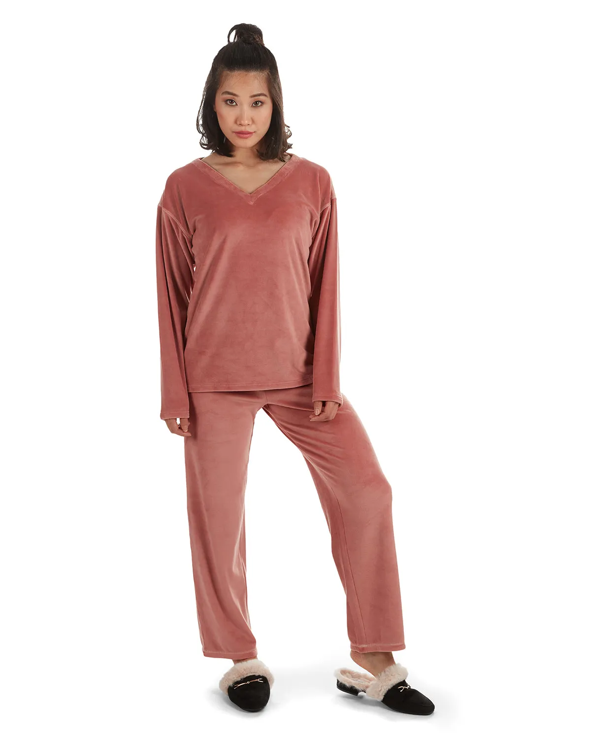 Women's 2 Piece Velour V-Neck Sweatshirt Lounge Set sold by MeMoi product image thumbnail 2