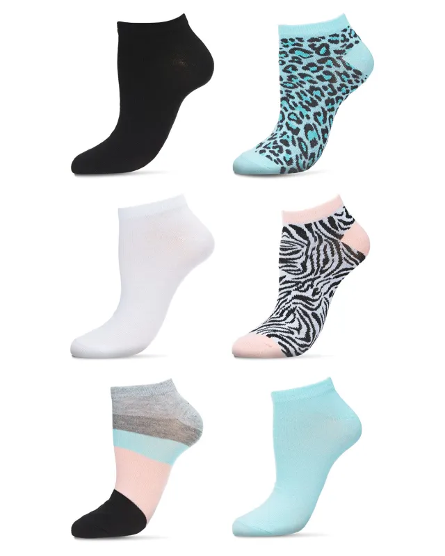 Women's 6 Pair Pack Animal Print Low Cut Socks sold by MeMoi