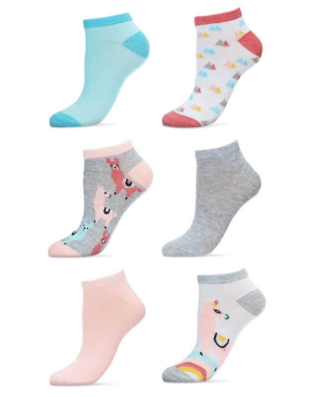 Women's 6 Pair Pack Lovely Llama Low Cut Socks sold by MeMoi