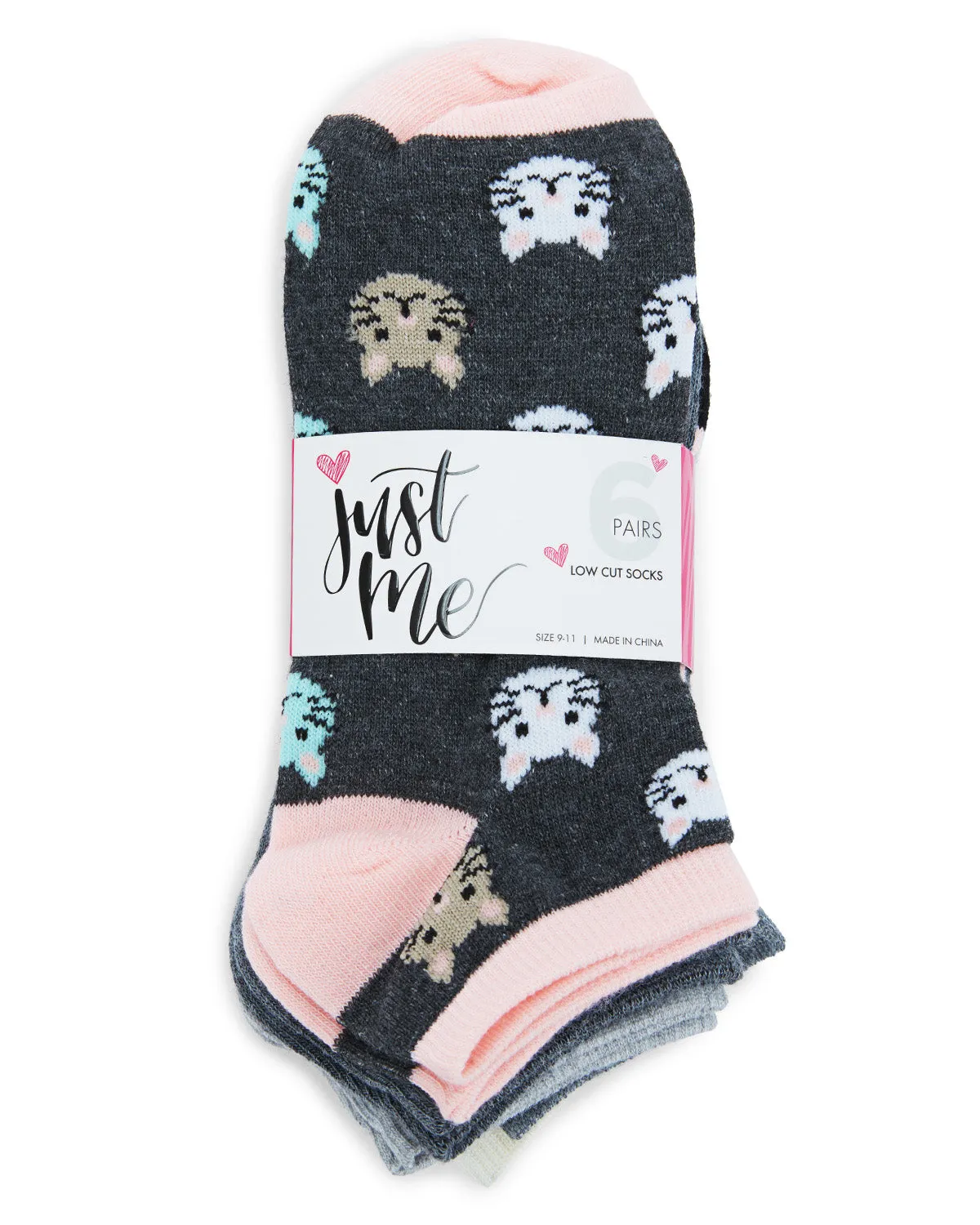 Women's 6 Pair Pack Cat Faces Low Cut Socks sold by MeMoi product image thumbnail 2
