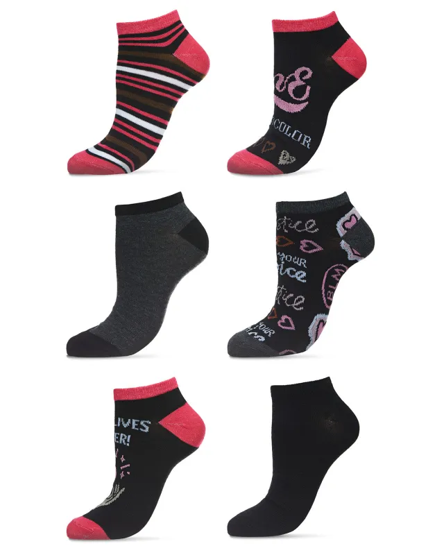 Women's 6 Pair Pack Black Lives Matter Low Cut Socks made by Just Me