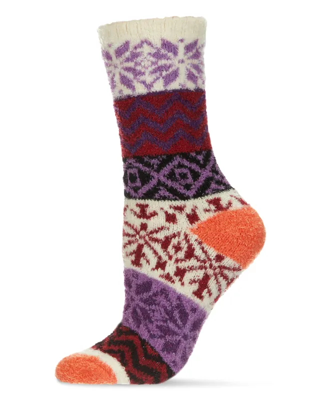 Snow Dazzle Geometric Cozy Crew Sock made by MeMoi