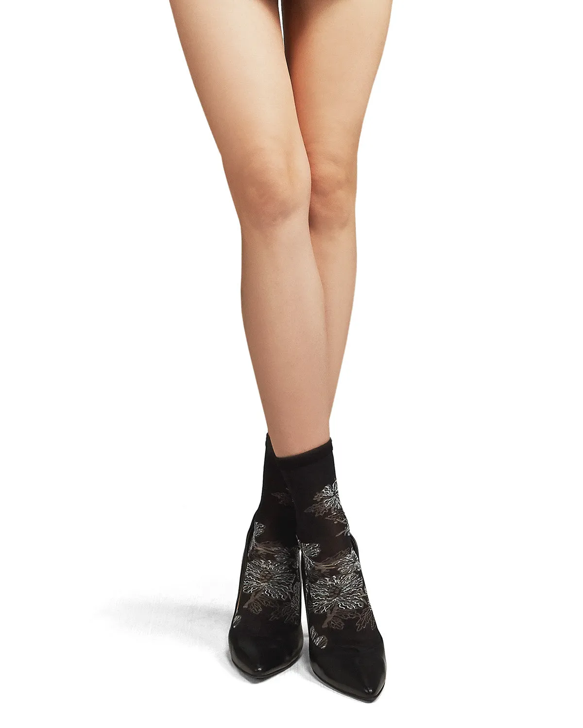 Women's Gala Floral Embroidered Crew Socks sold by MeMoi product image thumbnail 4