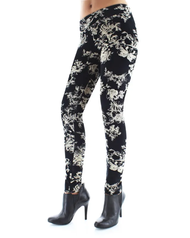 Velvet Abstract Floral Cotton Blend Leggings sold by MeMoi