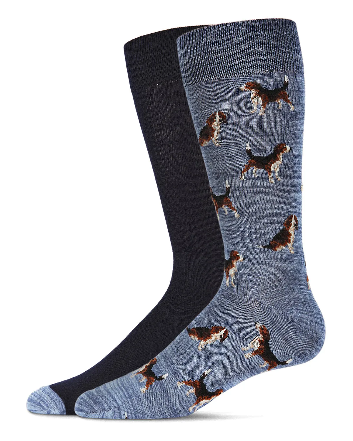 Men's 2 Pair Pack Beagle Dog Bamboo Blend Crew Socks sold by MeMoi product image thumbnail 2