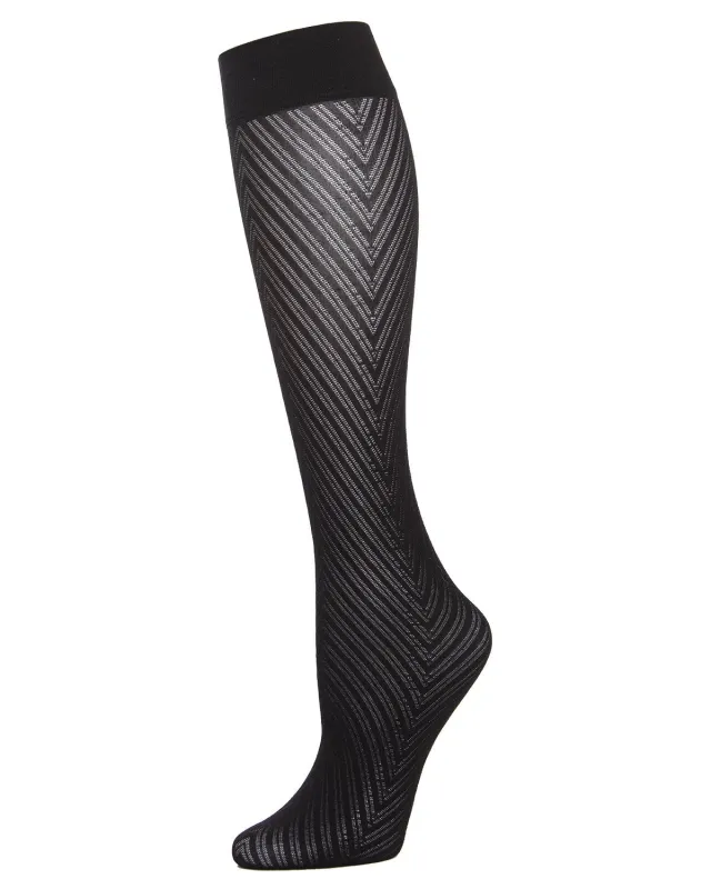 Women's Chevron Semi-Opaque Knee Highs sold by MeMoi