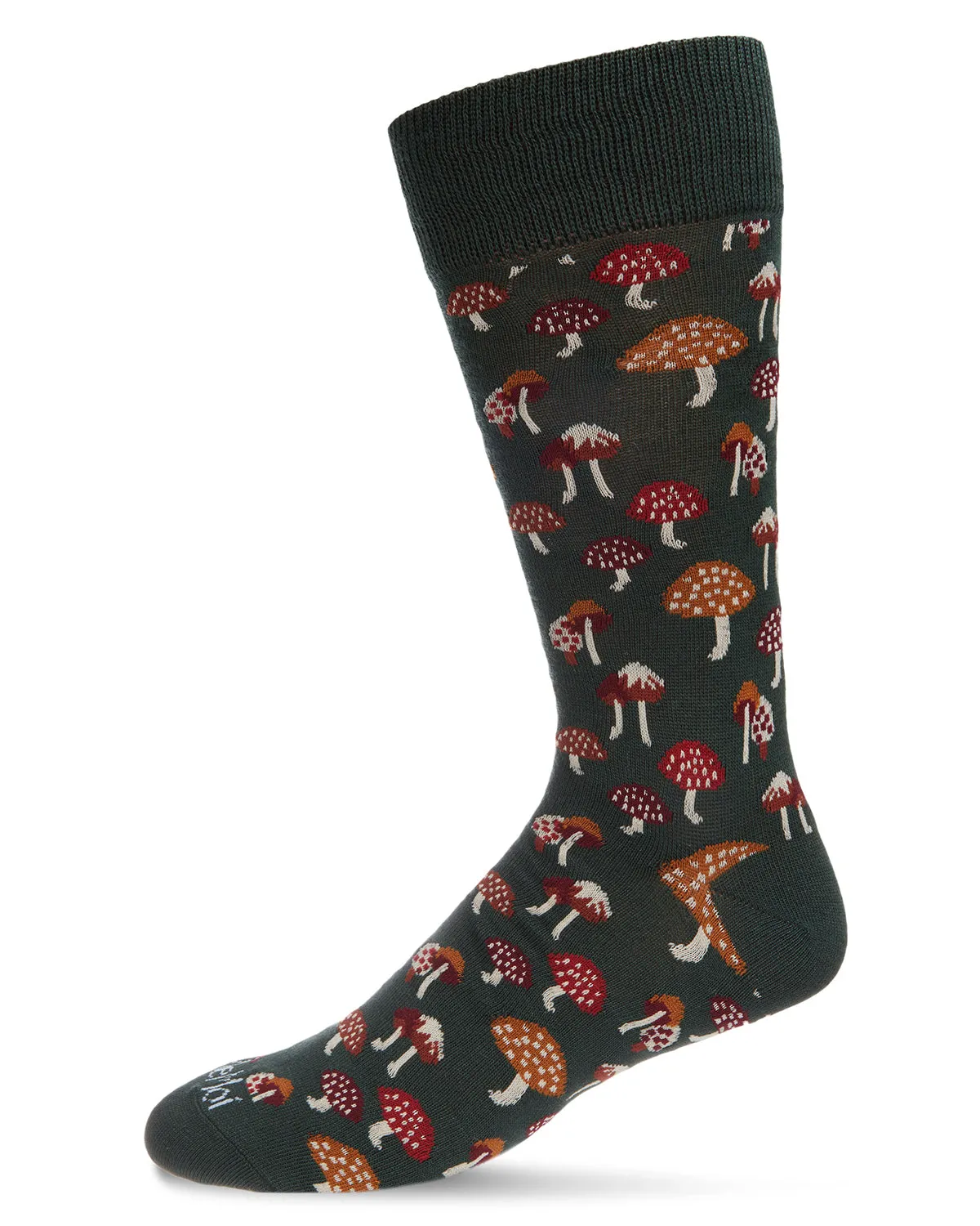 Men's Mushroom Fields Bamboo Blend Novelty Crew Sock sold by MeMoi