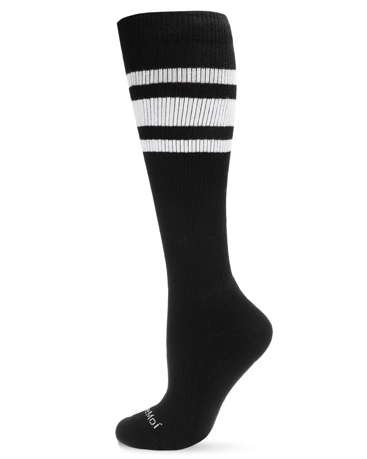 Unisex Striped Athletic Cushion Sole Knee High Cotton Blend 15-20mmHg Graduated Compression Socks sold by MeMoi