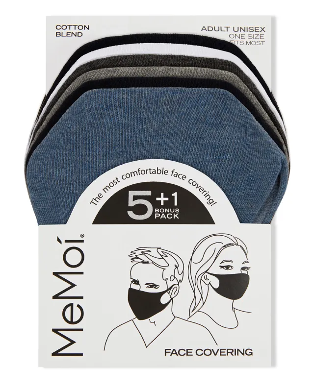 Unisex Cotton Blend Face Covering 6 Pack sold by MeMoi