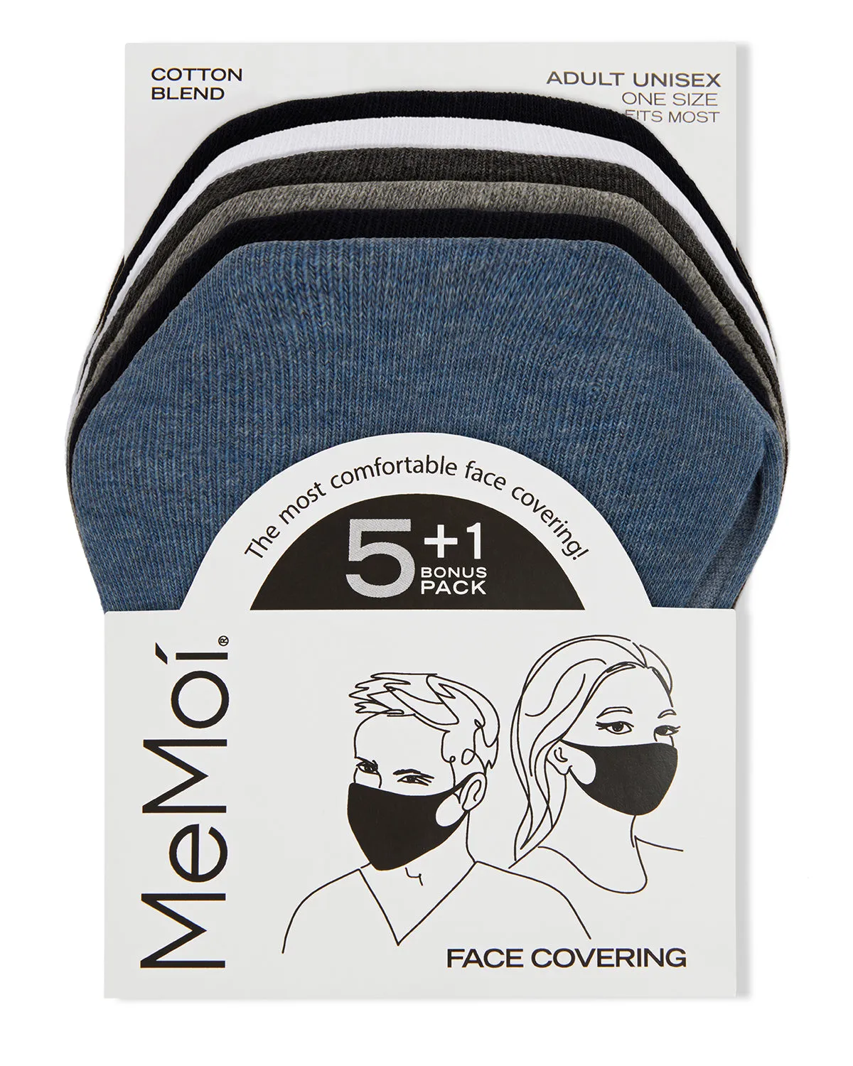 Unisex Cotton Blend Face Covering 6 Pack sold by MeMoi