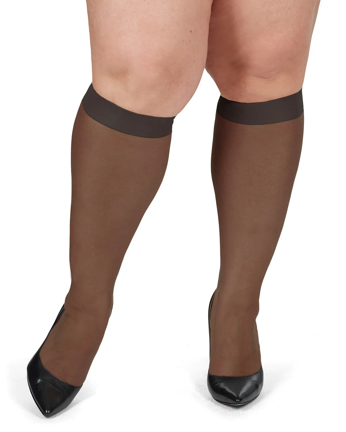 Women's 2 Pair Pack Ultra Sheer Plus Curvy Knee Highs sold by MeMoi product image thumbnail 4