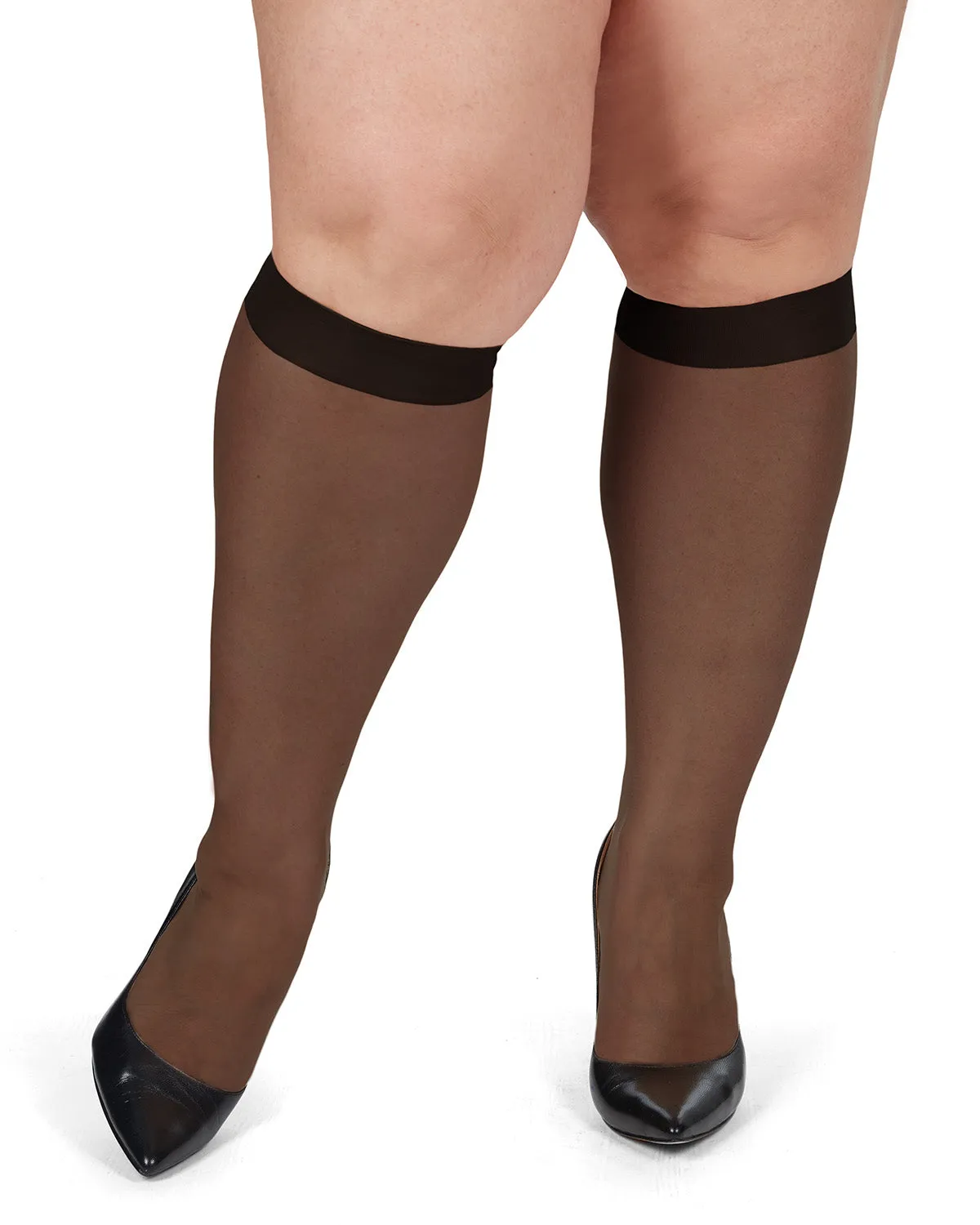 Women's 2 Pair Pack Ultra Sheer Plus Curvy Knee Highs sold by MeMoi product image thumbnail 2