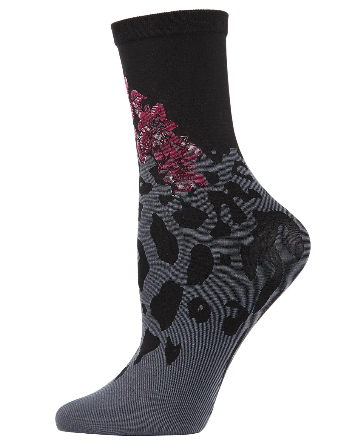 Leopard Print Floral Fusion Crew Socks sold by MeMoi