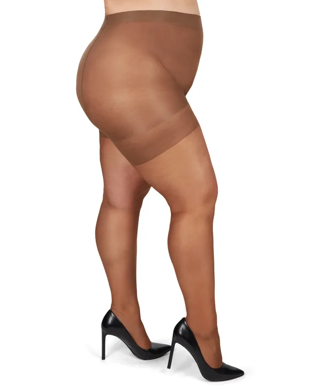 Plus Size Curvy Silky Sheer Control Top Pantyhose sold by MeMoi