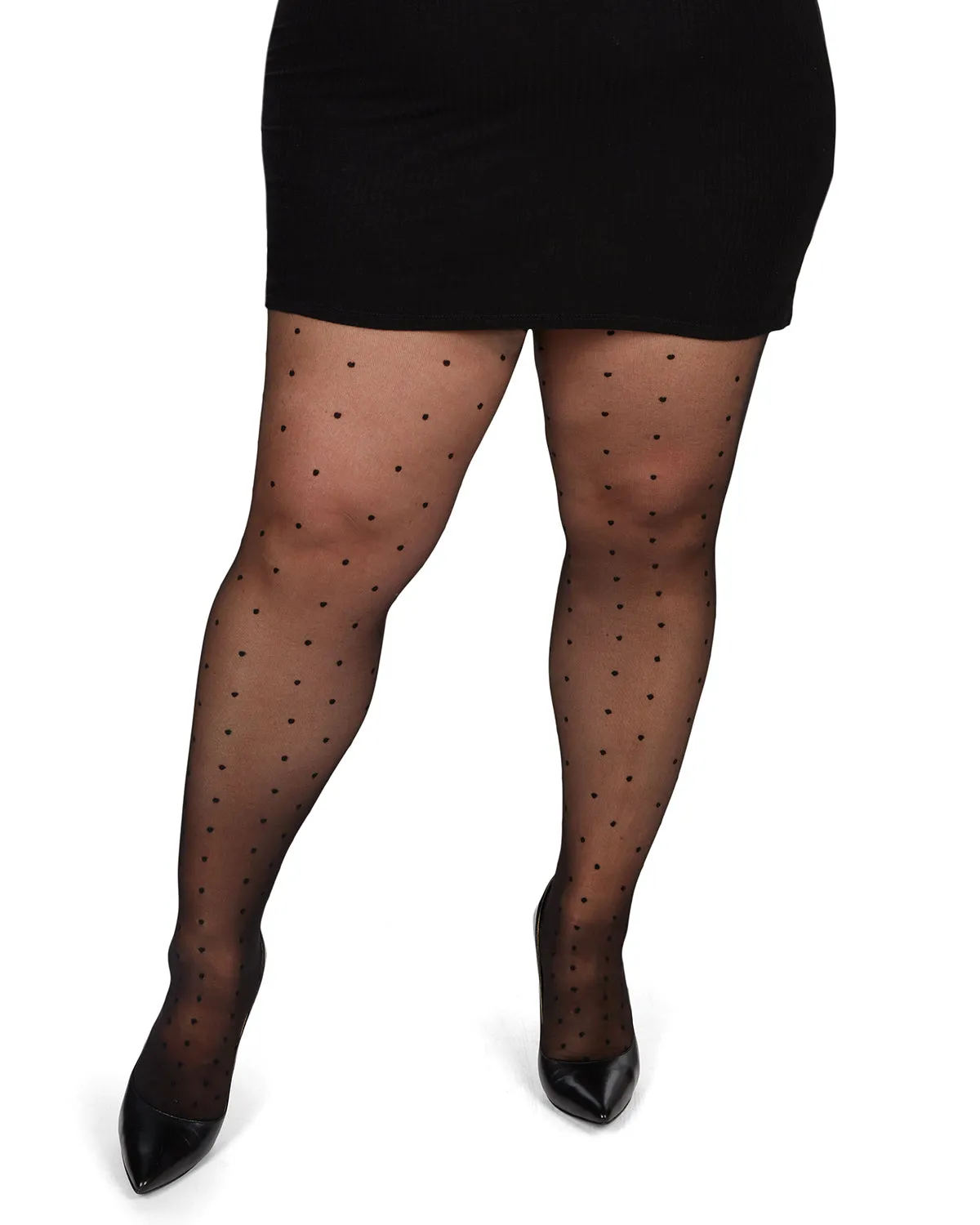 Women's Pindot Sheer Curvy Control Top Tights sold by MeMoi product image thumbnail 4