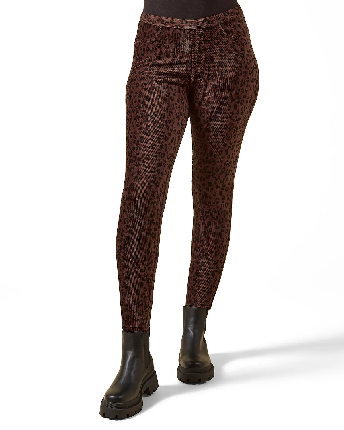 Brown Corduroy Cotton Blend Animal Print Leggings sold by MeMoi product image thumbnail 2