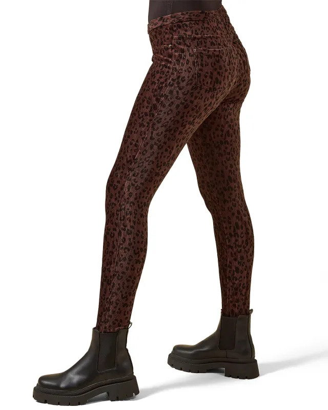 Brown Corduroy Cotton Blend Animal Print Leggings sold by MeMoi