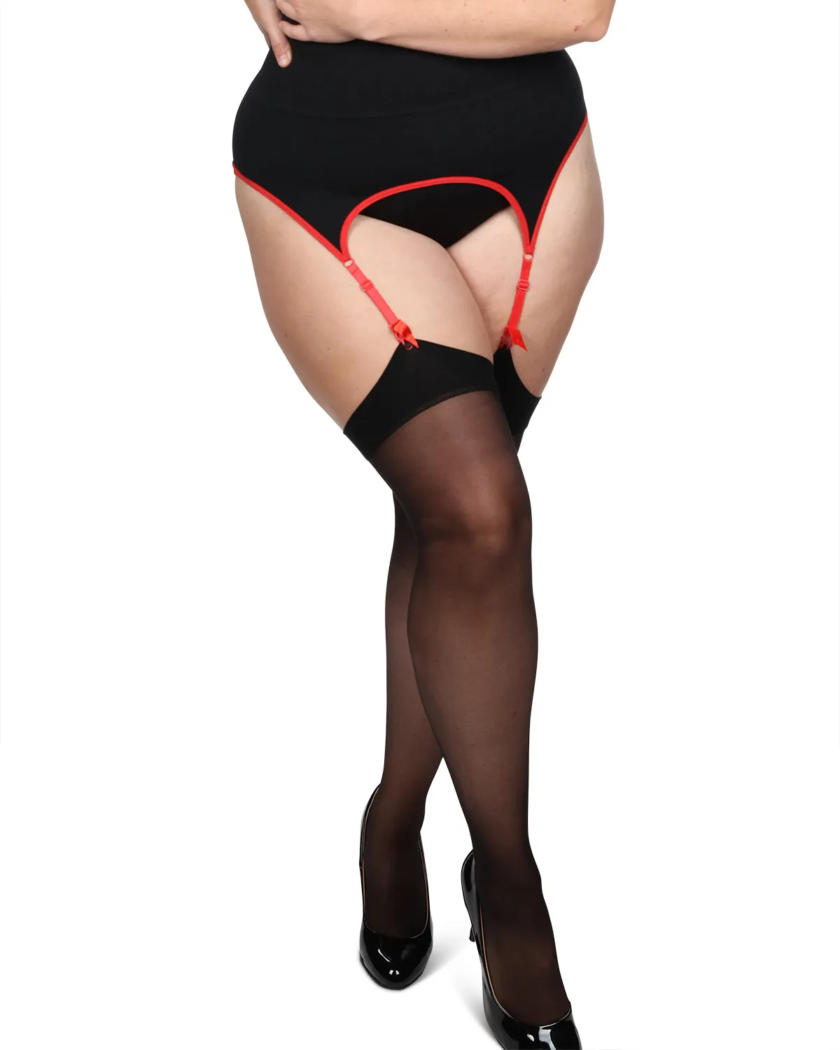 Women's Back Seam/Cuban Heel Plus Size Curvy Thigh High Stocking sold by MeMoi product image thumbnail 2