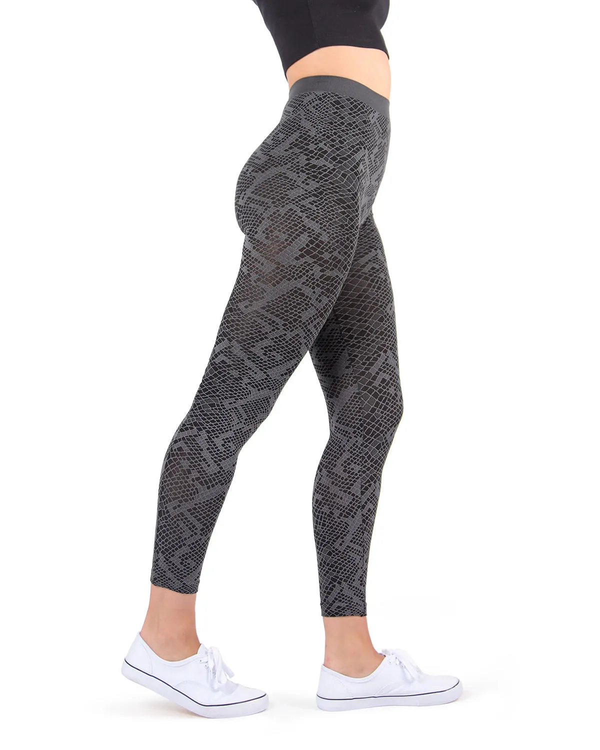 Mulga High-Waisted Black Snakeskin Leggings sold by MeMoi product image thumbnail 2