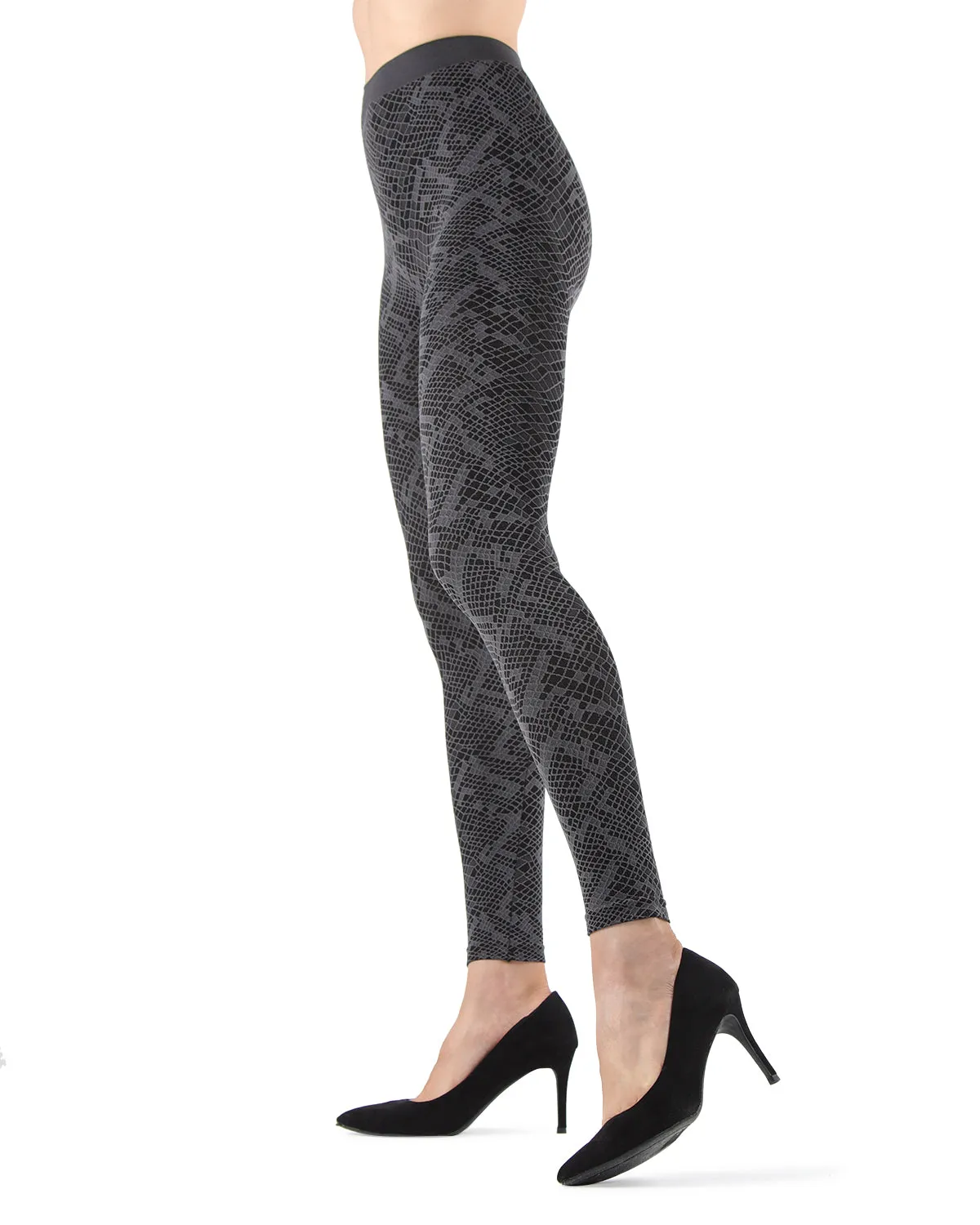Mulga High-Waisted Black Snakeskin Leggings sold by MeMoi product image thumbnail 3