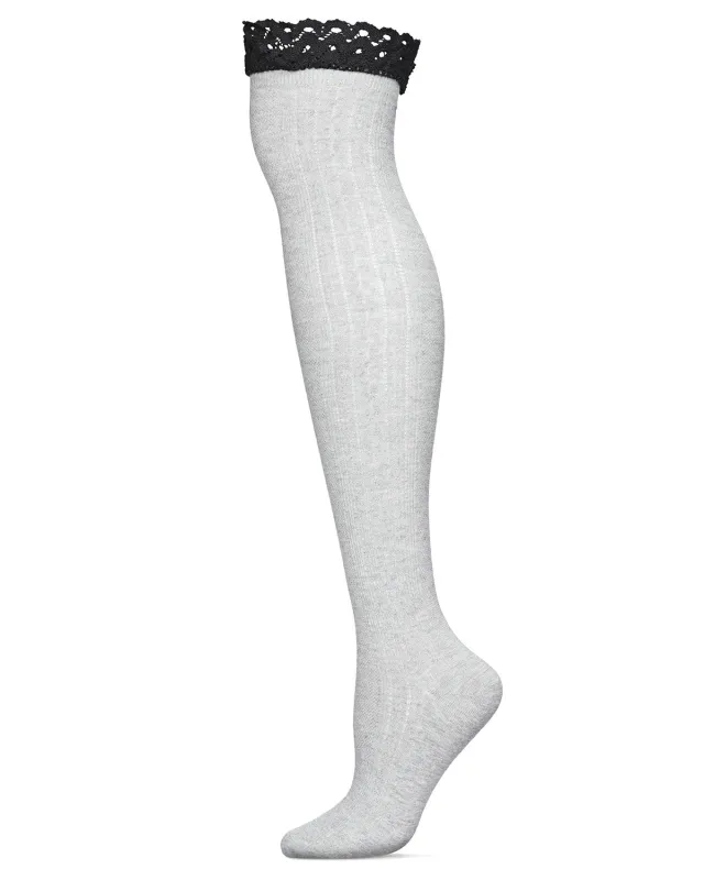Clocking Cable Femme Over The Knee Warm Cotton Blend Socks sold by MeMoi