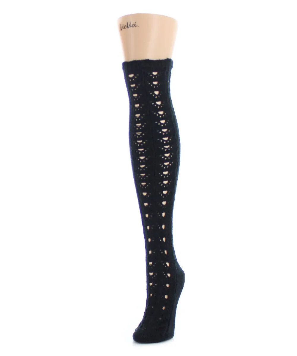 Linear Loop Chunky Knit Over The Knee Warm Socks sold by MeMoi product image thumbnail 2
