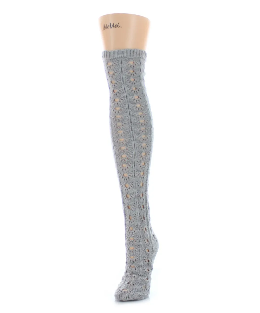 Linear Loop Chunky Knit Over The Knee Warm Socks sold by MeMoi product image thumbnail 4