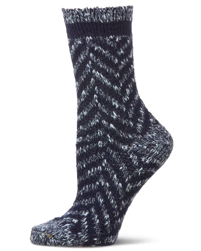 Women's Classic Chevron Warm & Cozy Cotton Blend Crew Sock sold by MeMoi