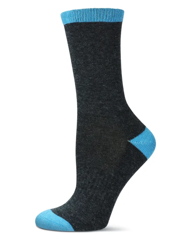 Women's Tipped Solid Half-Cushioned Merino Wool Crew Socks sold by MeMoi