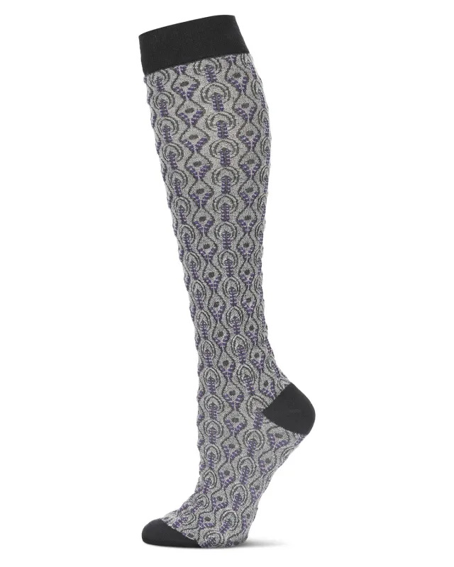 Peacock Print Cotton Blend Knee High Socks made by MeMoi