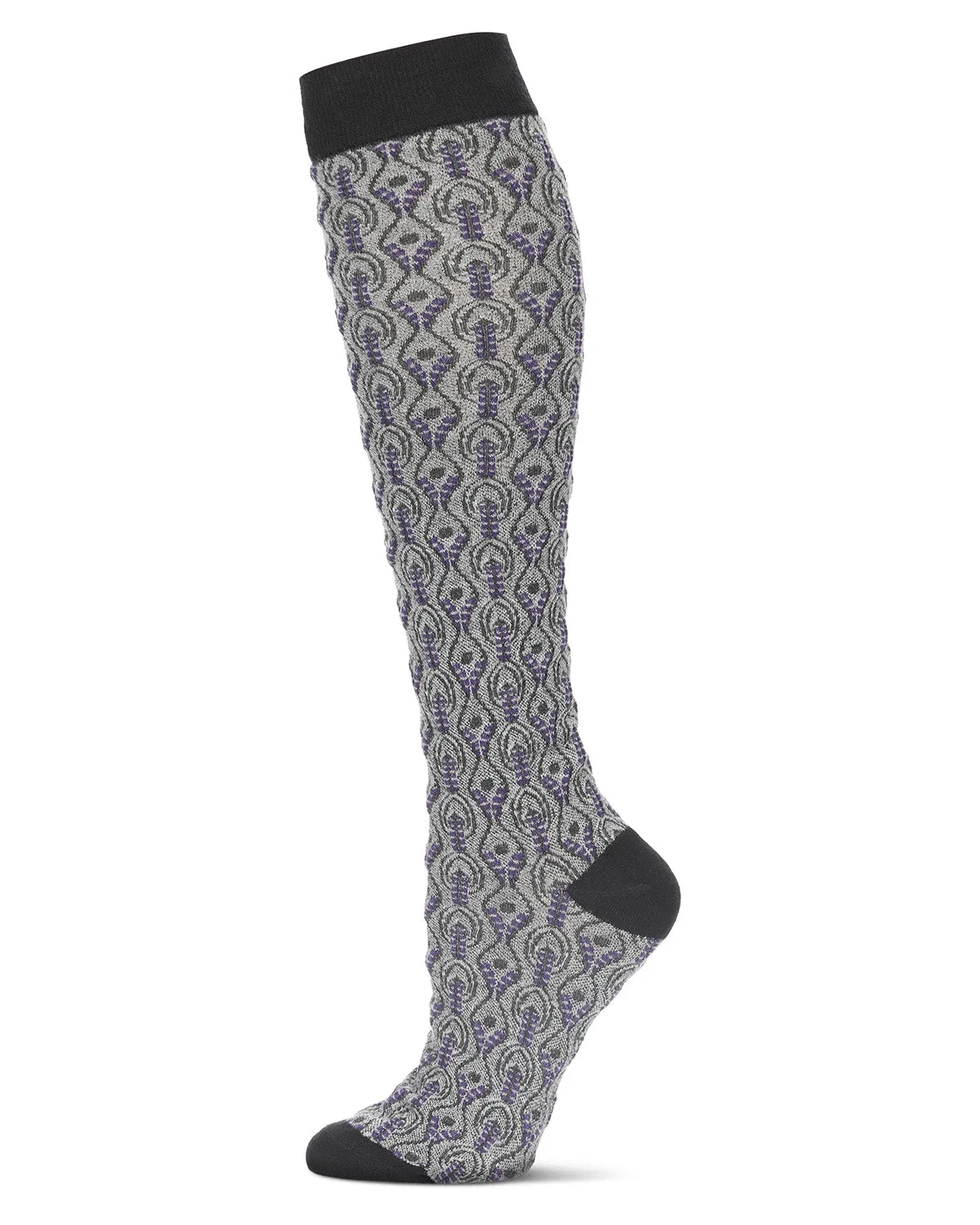 Peacock Print Cotton Blend Knee High Socks sold by MeMoi