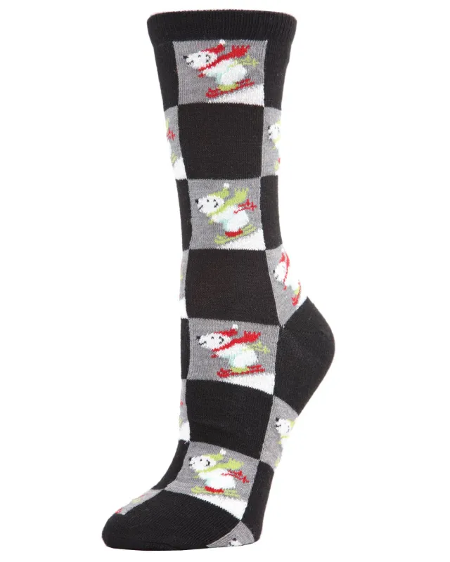 Women's Skiing Polar Bear Holiday Crew Socks sold by MeMoi