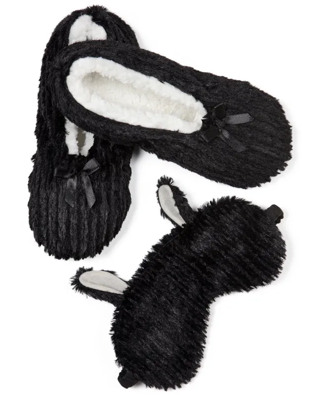 Cuddly Critter Eye Mask & Slipper Set sold by MeMoi
