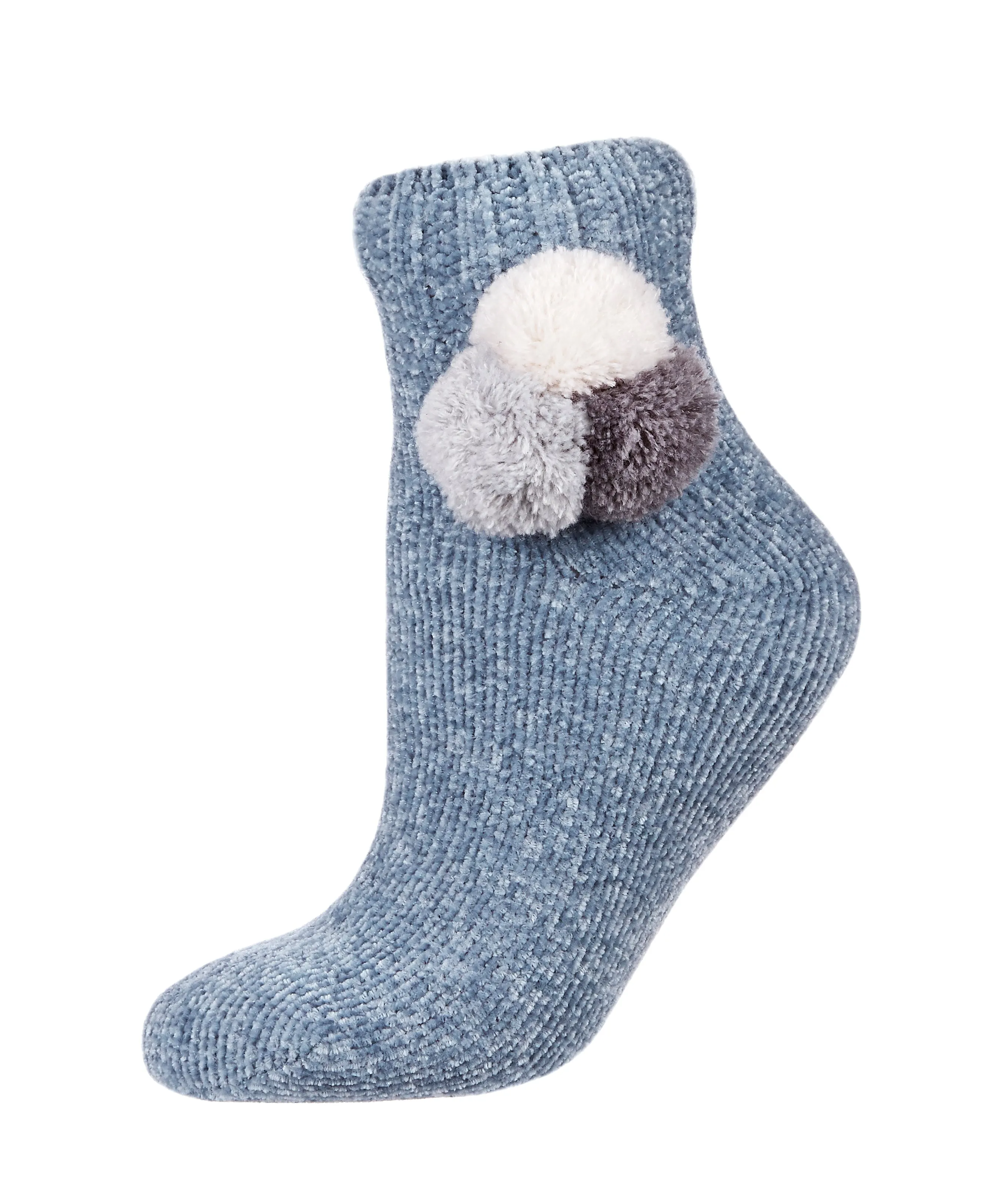 Women's Cozy Pom Pom PLush-Lined Slipper Sock Shorties sold by MeMoi