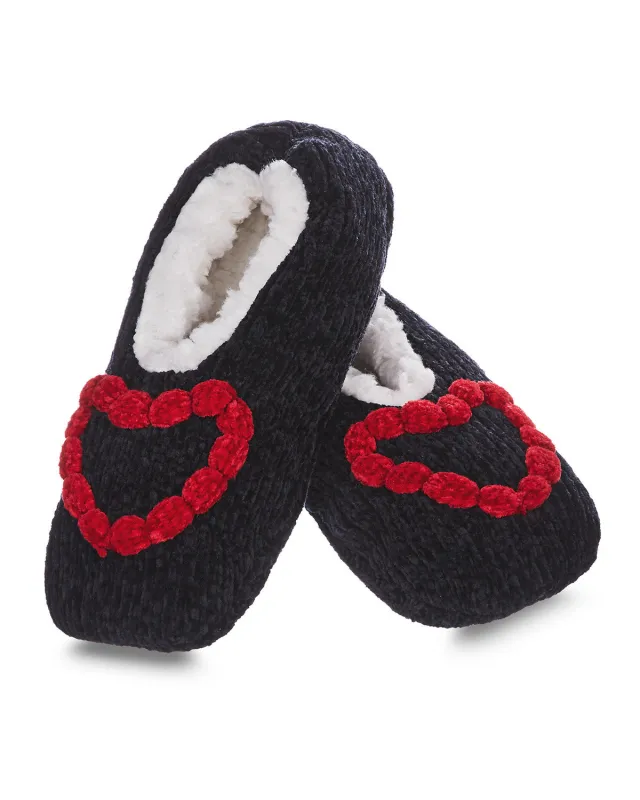 Women's Cozy Heart Chenille Sherpa-Lined Slippers sold by MeMoi